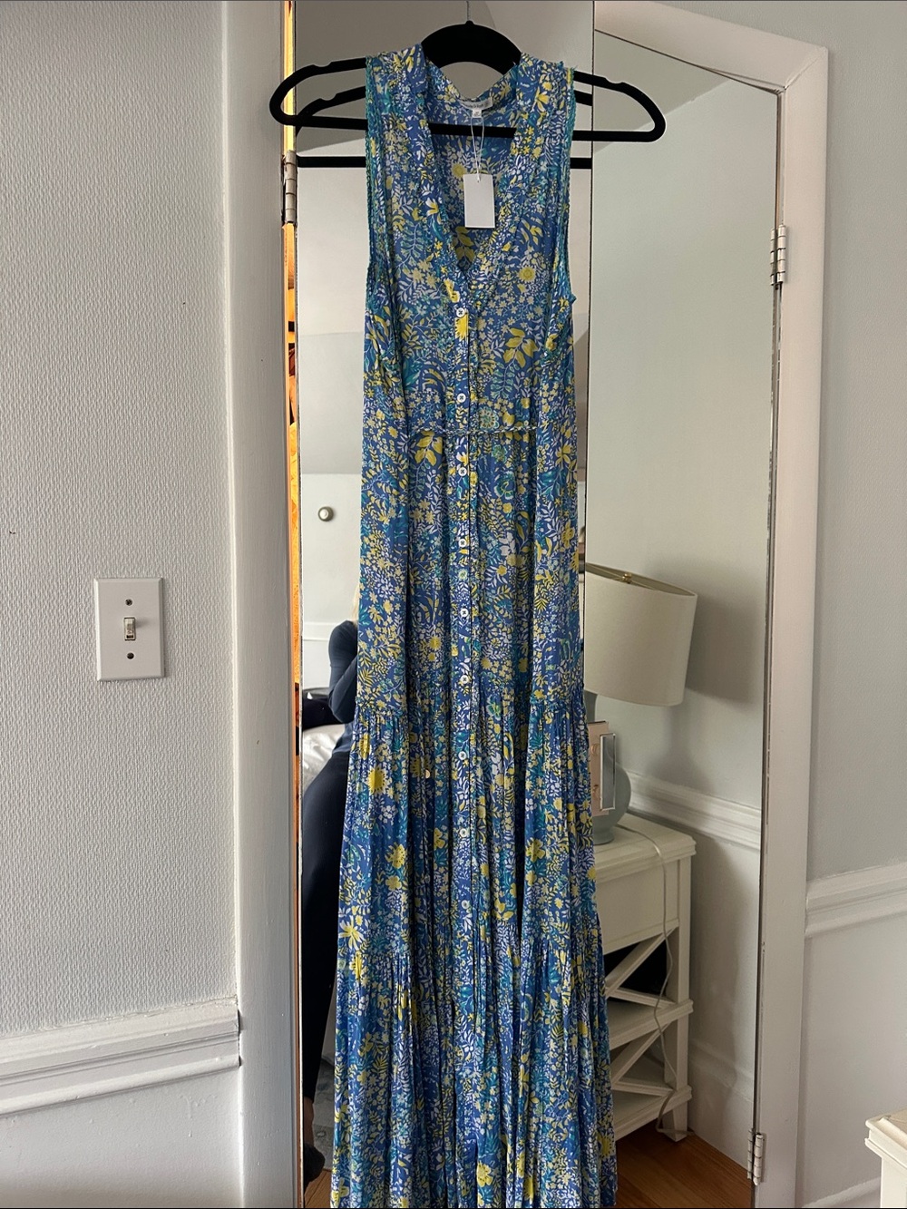 Poupette St. Barth Blue and Yellow Floral Maxi Dress